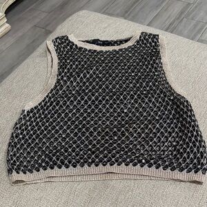Elegant Black and Tan Textured Tank Top
